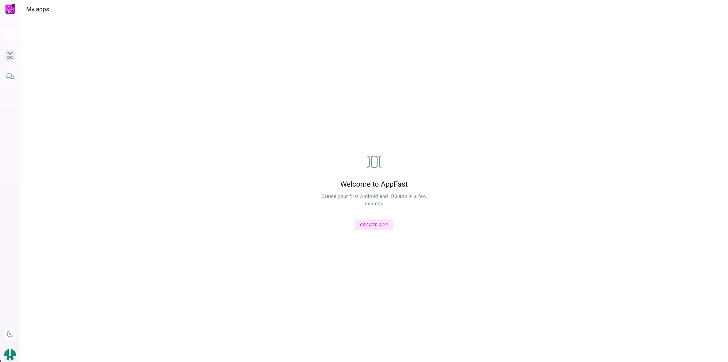 Get Started screen in the PocketMySite dashboard